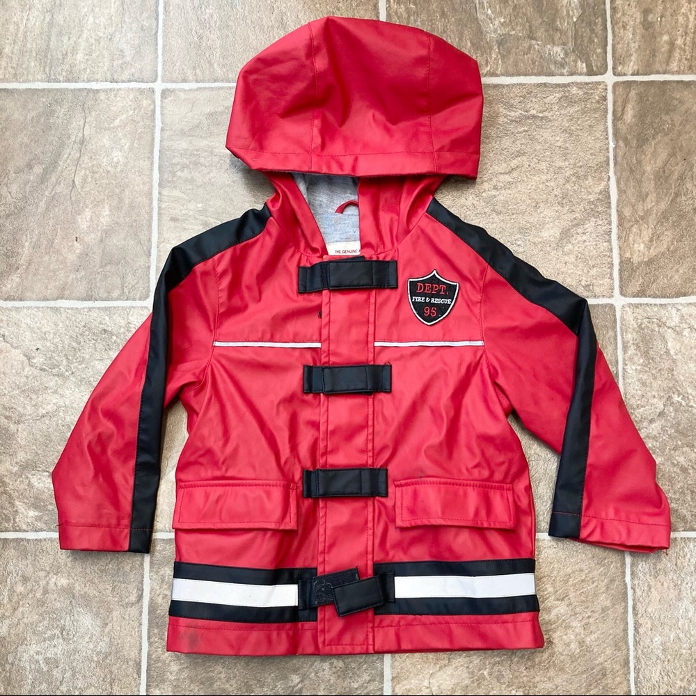 OshKosh B’gosh Fire and Rescue/Firefighter Reflective Hooded Zipper Raincoat, 3T